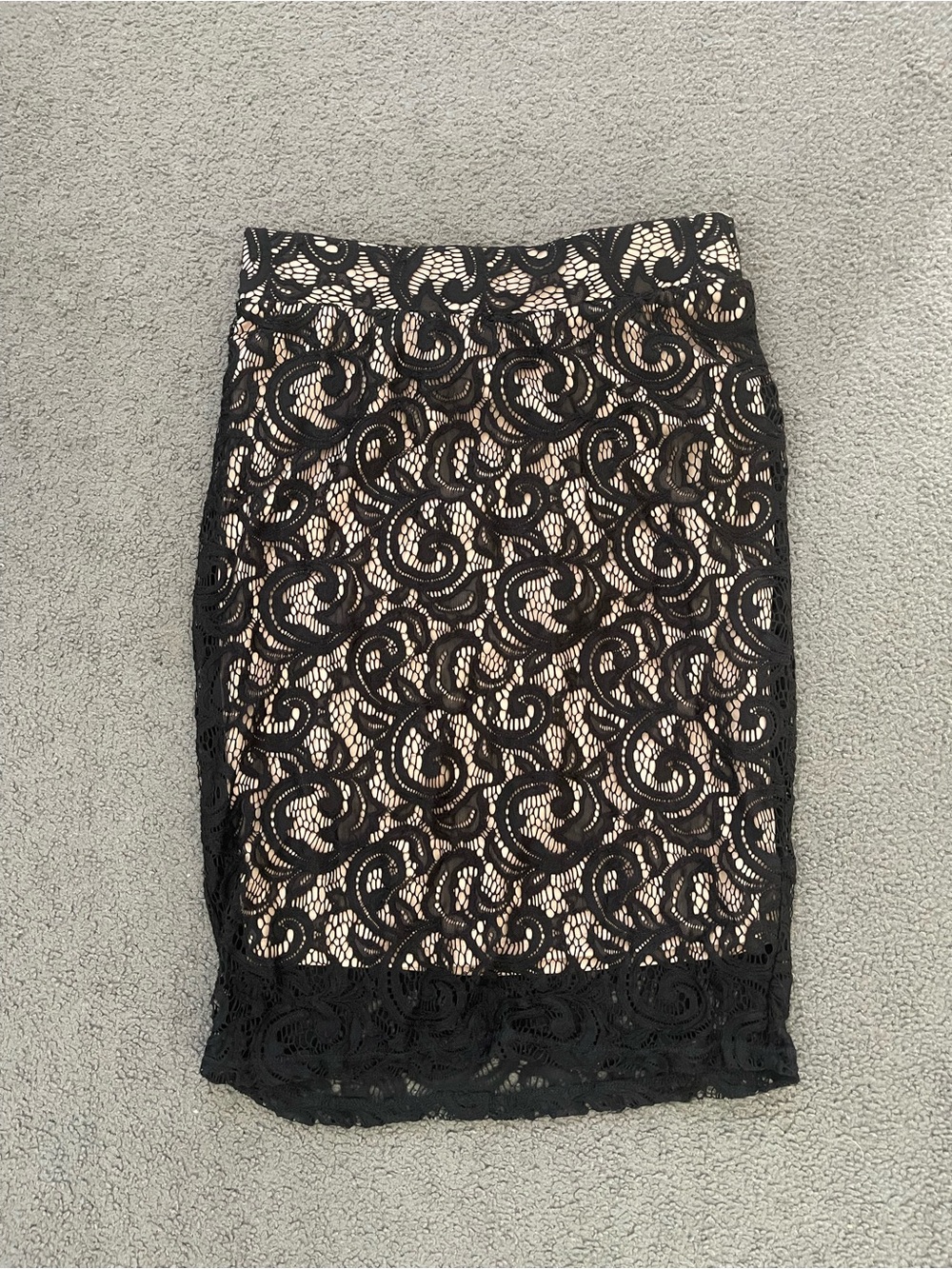 Maurices Black Lace Pencil Skirt with Nude Lining